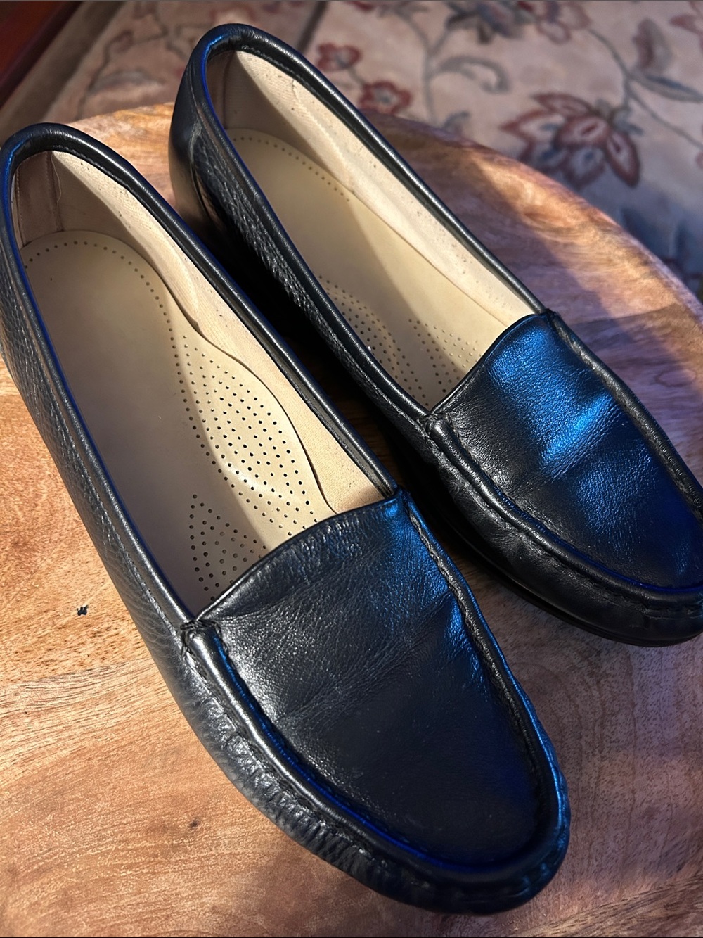SAS Black Leather Slip-On Loafers for Women